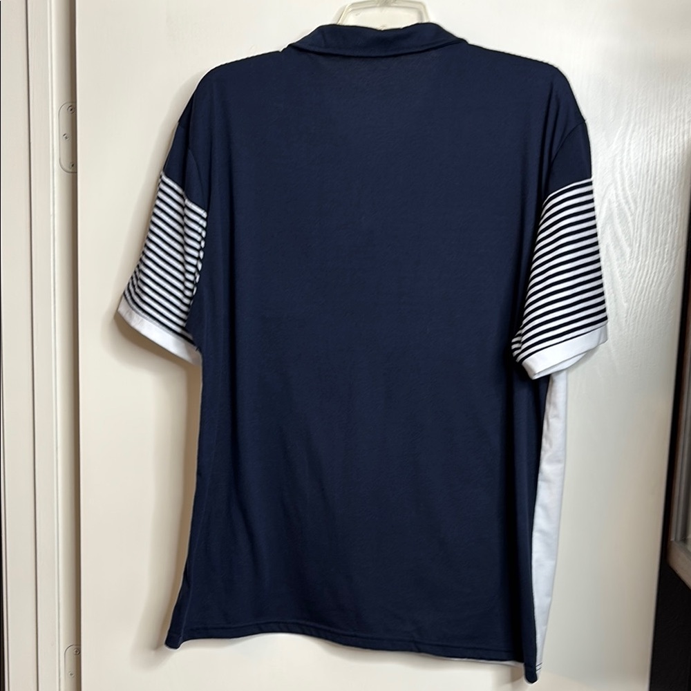 SHEIN Blue and White Stripped Polo Shirt Size XXL, Navy and White Golf shirt - Picture 8 of 8